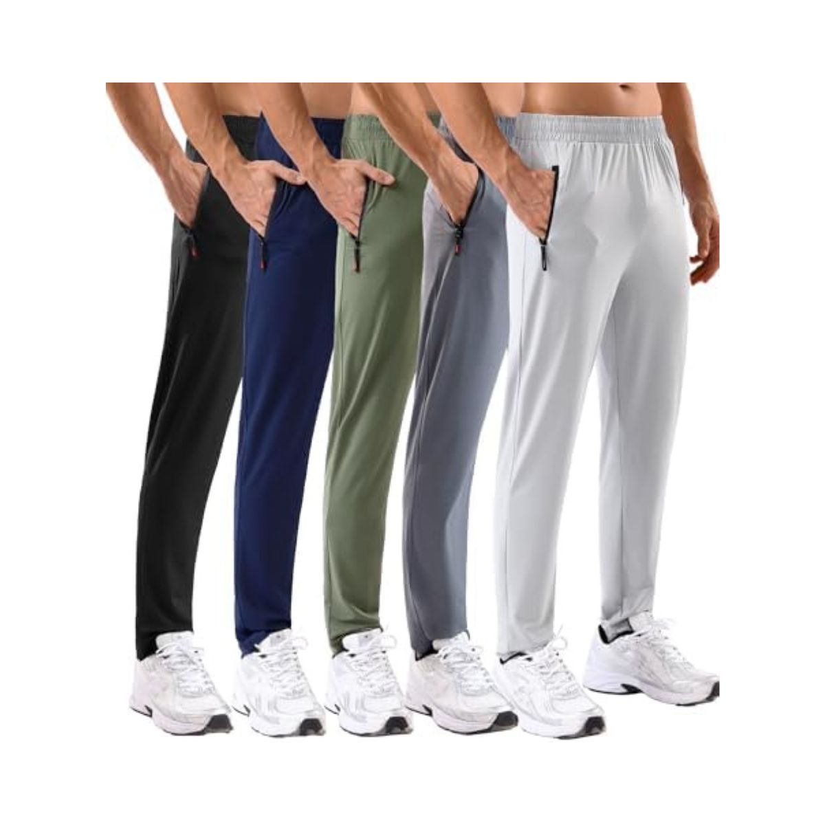 5 Pack Mens Sweatpants with Zipper Pockets Stretch Lightweight Athletic Track Pants for Men Joggers Running Workout Gym