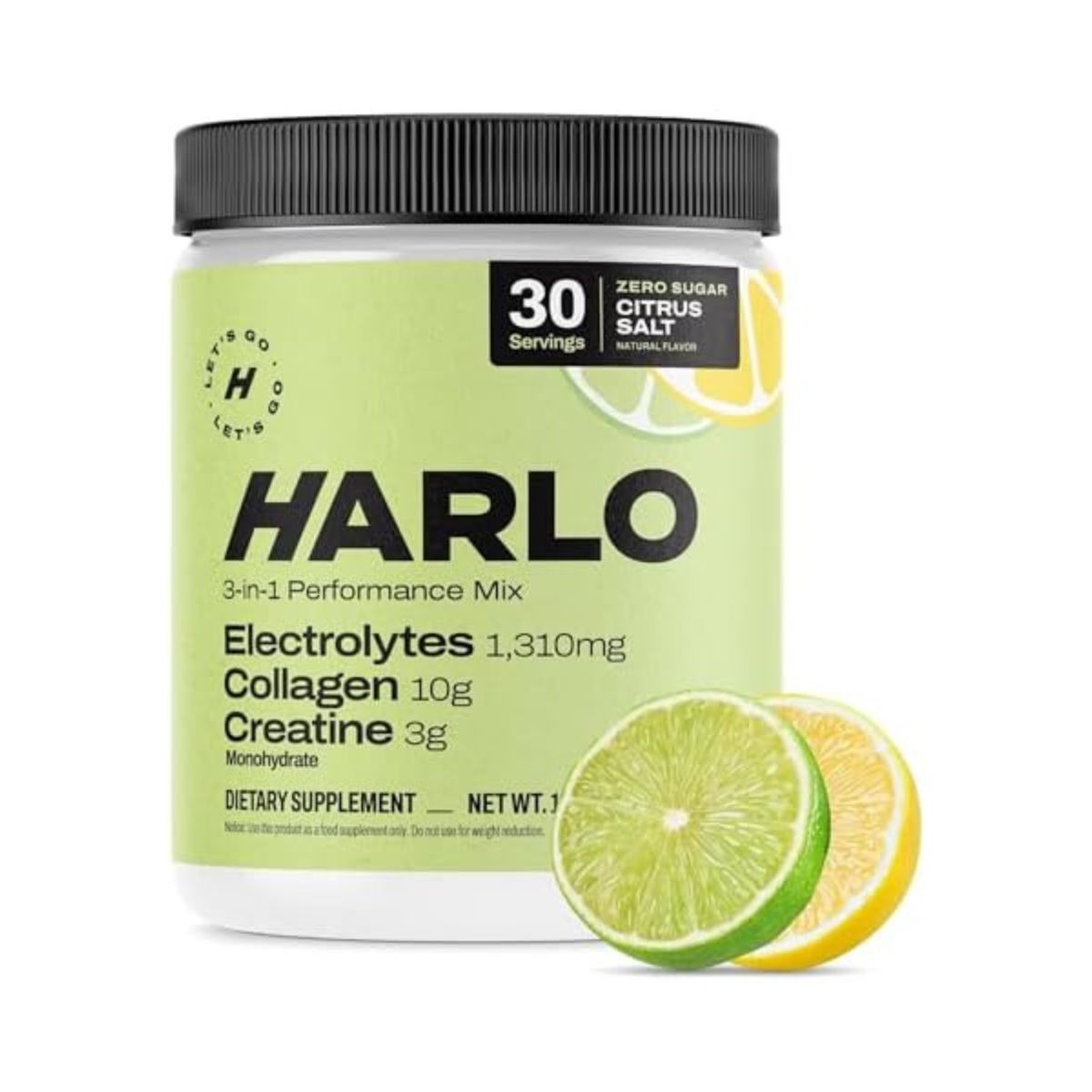 Harlo - Citrus Salt Electrolyte Drink Mix with Bovine Collagen & Creatine - Creatine Monohydrate Powder - Energy Drink Powder - Pre Workout Powder - Sugar Free Energy Drinks - Post Workout Recovery
