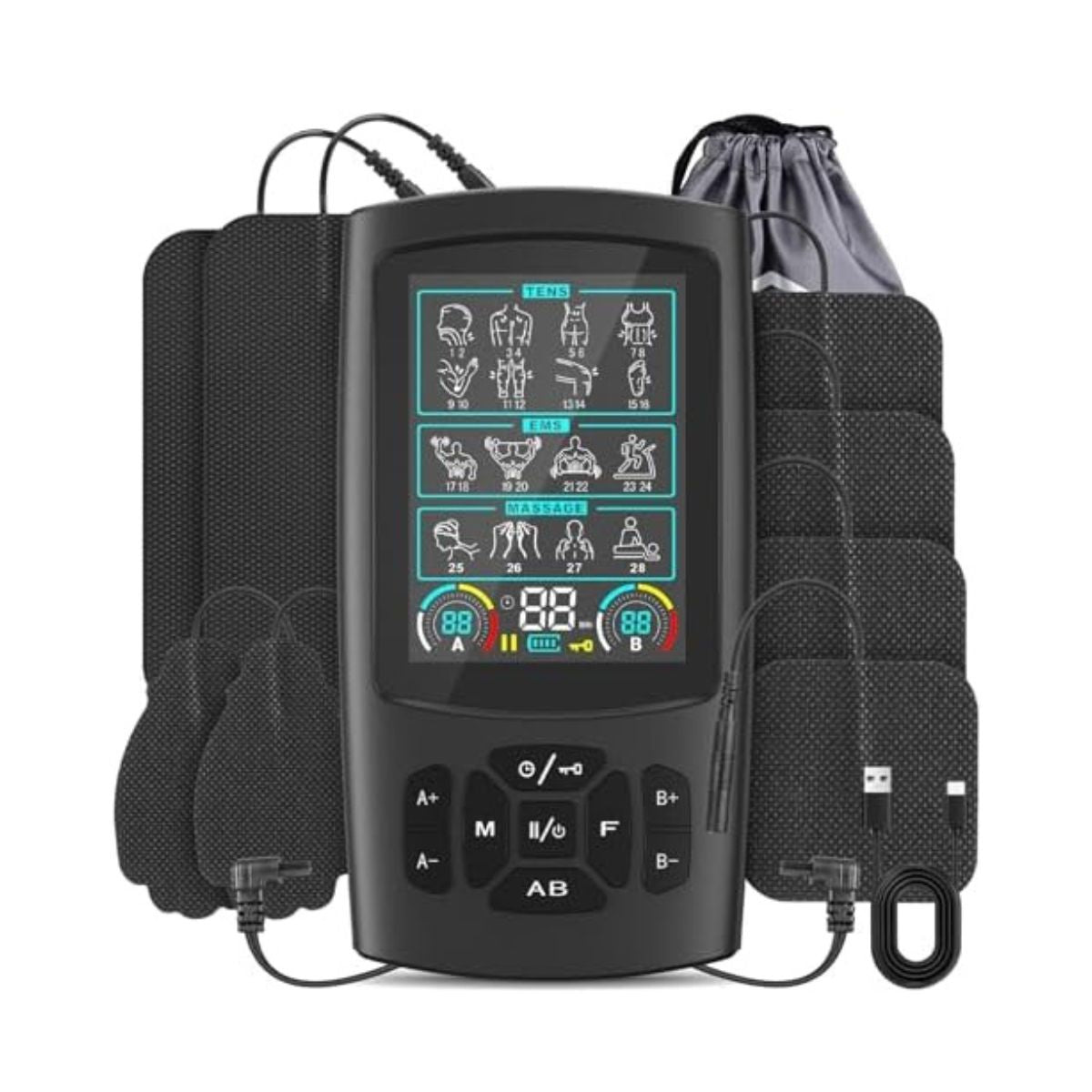 TENS Unit EMS Muscle Stimulator with 28 Modes, Dual Channel Muscle Stimulator Machine with 8PCS Electrode Pads, TENS Machine for Muscles, Shoulder, Neck, Back, New Upgraded Color Screen