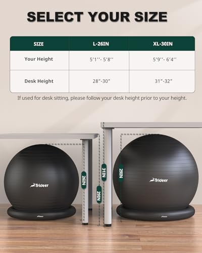 Trideer Ball Chair - Yoga Ball with Base & Bands for Home Gym Workout