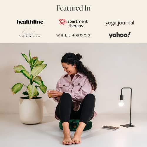 Mindful & Modern Velvet Meditation Cushion | Luxe Zafu Yoga Floor Pillow Seat | Posture Support | Buckwheat Hull Filled | Large Round Cushion with Removable Washable Cover + Carry Handle | Color Green