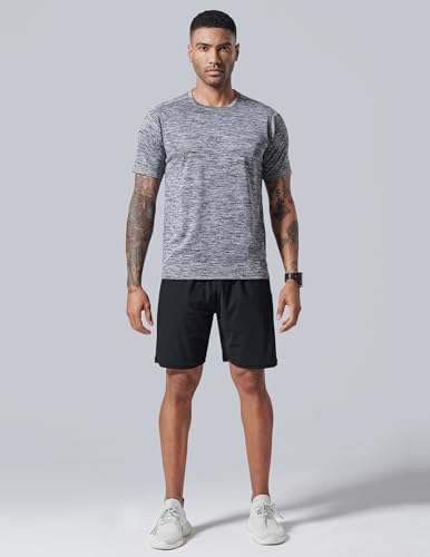 5 Pack Men’s Active Quick Dry Crew Neck T Shirts | Athletic Running Gym Workout Short Sleeve Tee Tops Bulk
