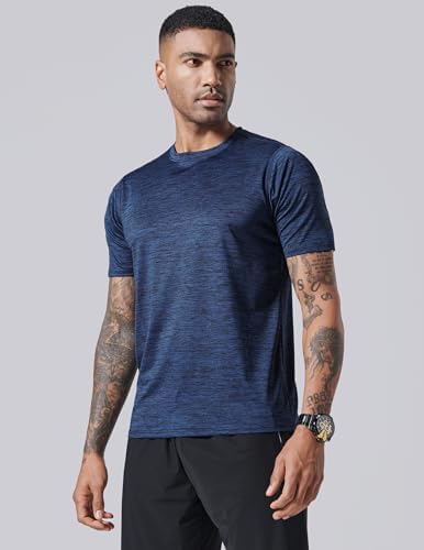5 Pack Men’s Active Quick Dry Crew Neck T Shirts | Athletic Running Gym Workout Short Sleeve Tee Tops Bulk
