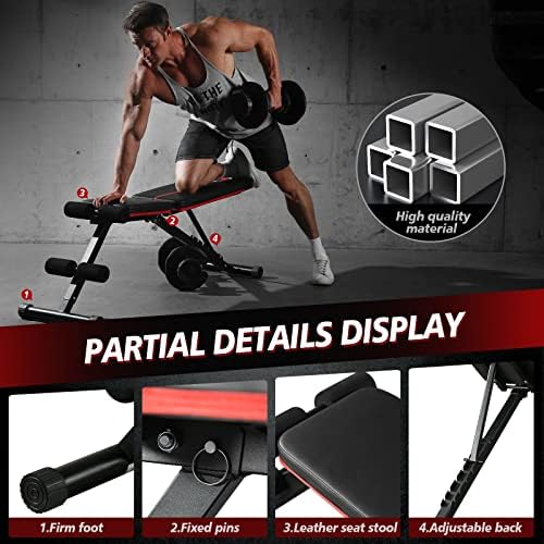 Weight Bench Press, Adjustable Workout Bench for Home Gym, Incline Decline Strength Training