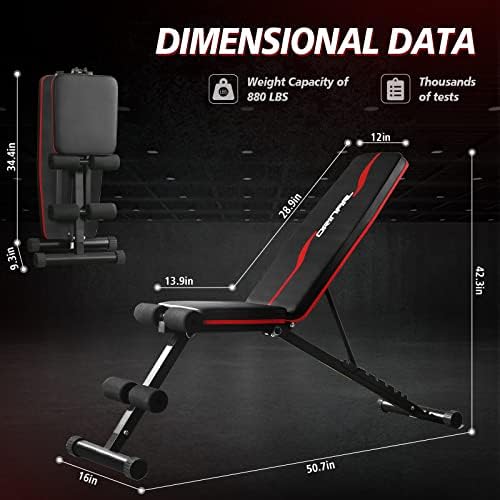 Weight Bench Press, Adjustable Workout Bench for Home Gym, Incline Decline Strength Training