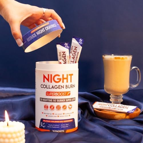 Night Collagen Burn - Weight Loss & Belly Fat Burner & Sleep Aid for Women & Men | Sleep Support for Bloating & Metabolism, Appetite Suppressant | Supports Skin, Hair, Nails & Joints | 30 Servings