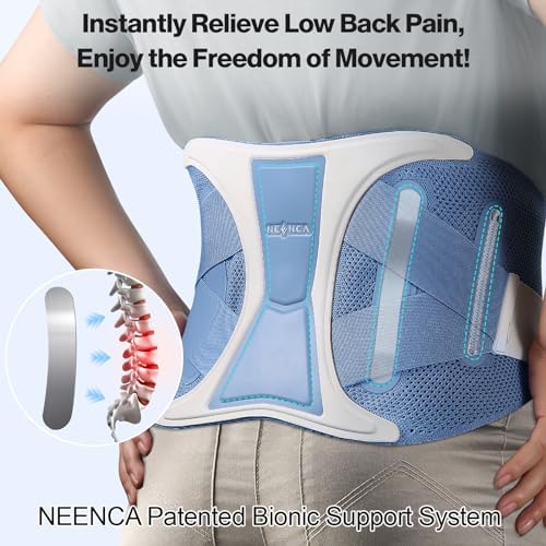 NEENCA Back Support Brace, Adjustable Lumbar Support Belt with Patented Bionic Support System, Waist Wrap for Lower Back Pain Relief, Injuries, Sciatica, Scoliosis, Herniated Disc, Heavy Lifting, Work