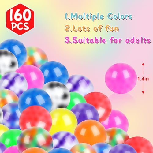 160 Pack Stress Balls for Adults, Bulk Squishy Ball, Stress Balls Set, Anti-Anxiety and Fidget Balls to Relax, Prize Box, Party Favors, Birthday Gifts, Goodie Bag Stuffers