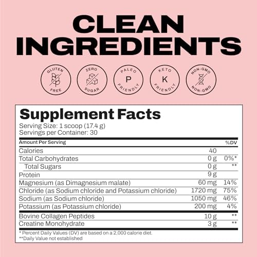 Harlo - Citrus Salt Electrolyte Drink Mix with Bovine Collagen & Creatine - Creatine Monohydrate Powder - Energy Drink Powder - Pre Workout Powder - Sugar Free Energy Drinks - Post Workout Recovery