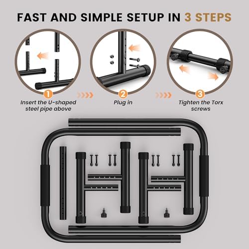 Sportsroyals Adjustable Dip Bar Station, Heavy Duty Parallette & Parallel Bars, 400LBS Stable Dip Stands for Home Gym, Calisthenics & Upper Body Workout Equipment