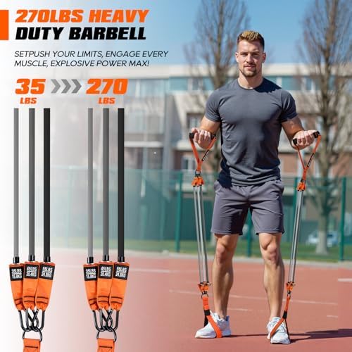 Pilates Bar Kit with Resistance Bands, Heavy Duty Pilates Equipment for Men, Strength Training Bar for Legs, Hip, Back, Arm, Abs, Chest, Shoulders, Portable Home Gym Full Body Workout Equipment