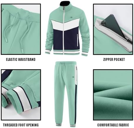 ANOTWENER Men's Casual 2 Piece Tracksuit Sets Long Sleeve Full Zip Jacket and Sweatpants Jogging Sport Outfits Sweatsuits