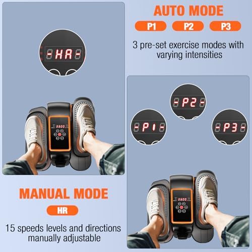 Under Desk Elliptical Exercise Machine, Ellipse Leg Exerciser as Seen on TV with Remote, 15 Adjustable Speed, Portable Leg Exerciser While Sitting for Seniors, Quiet Elliptical Machine for Home Office