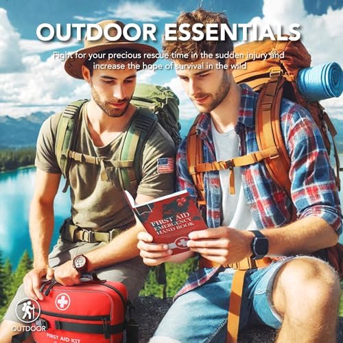 430 Piece First Aid Kit, Well-Organized Premium Waterproof Compact Trauma Medical Kits for Any Emergencies, Ideal for Home, Office, Car, Travel, Outdoor, Camping, Hiking, Boating (Red)