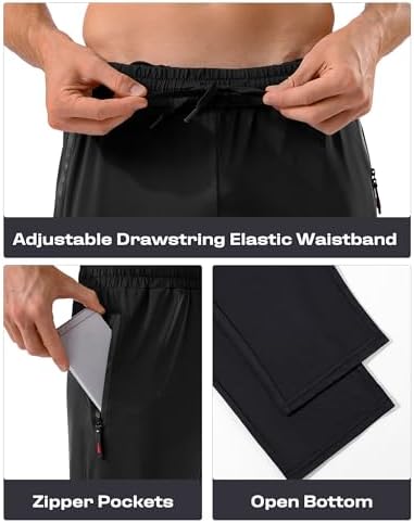 5 Pack Mens Sweatpants with Zipper Pockets Stretch Lightweight Athletic Track Pants for Men Joggers Running Workout Gym