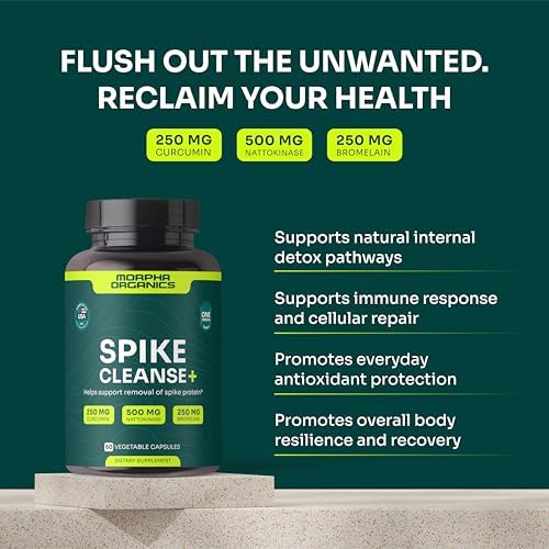 Spike Protein Detox Cleanse | Nattokinase 500mg, Bromelain 250mg, Curcumin 250mg | Ultimate Spike Support Formula | Natural Detox for Spike Proteins & Immune Balance | 30-Day Supply