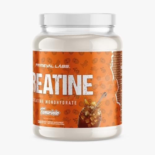Primeval Labs Creatine Monohydrate | Muscle Recovery + Builder for Men & Women | Workout Supplements Easy to Mix | Tamarindo | 120 Servings | 5g Creatine Per Serving