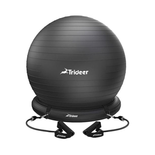 Trideer Ball Chair - Yoga Ball with Base & Bands for Home Gym Workout