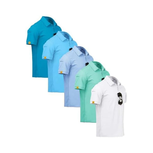 ZITY 5 Pack Mens Polo Shirt Short Sleeve Sports Golf Tennis T-Shirt Moisture-Wicking Summer Shirts
