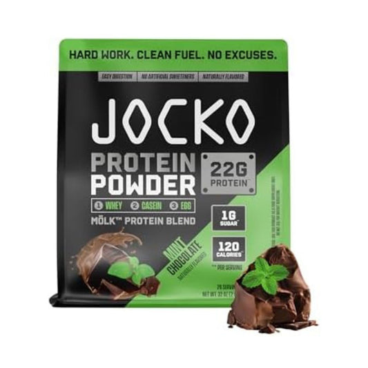 Jocko Fuel Mölk Whey Protein Powder 22g Low Sugar Monk Fruit Blend - Muscle Recovery & Growth, Packaging May Vary (26 Servings, Mint Chocolate)