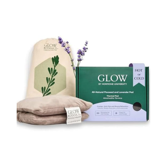 Glow Heating Pad with Flaxseed & Lavender for Hot & Cold Therapy, Microwavable Heat Pad for Back, Neck, Shoulder, Knee, Leg & Menstrual Cramp Relief, Washable & Reusable, One Size Fits All