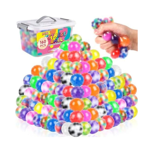 160 Pack Stress Balls for Adults, Bulk Squishy Ball, Stress Balls Set, Anti-Anxiety and Fidget Balls to Relax, Prize Box, Party Favors, Birthday Gifts, Goodie Bag Stuffers