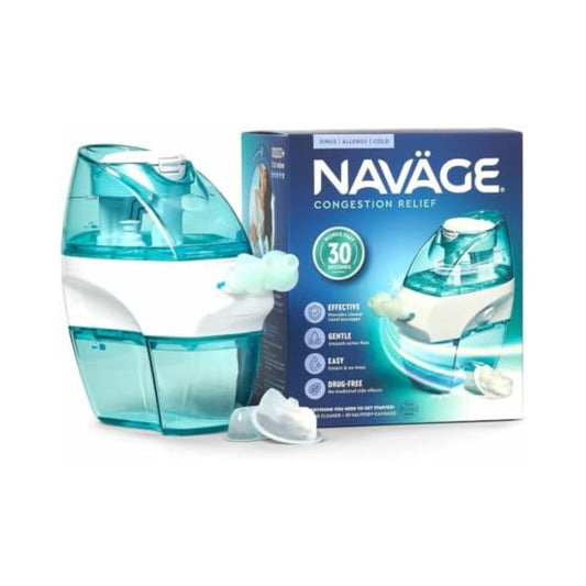 Navage Starter Bundle - Nasal Irrigation System - Saline Nasal Rinse Kit with 1 Navage Nose Cleaner and 30 Salt Pods