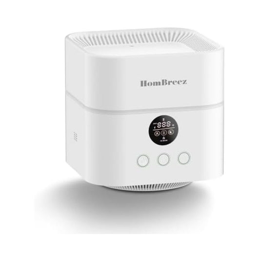 Air Purifier and Humidifier Combo for Bedroom, Covers Up to 200ft², H13 True HEPA Filter, 500ML Water Tank, Quiet Cool Mist Top Fill Essential Oil Diffuser for Baby, Pet Room, White